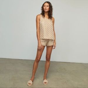 Lunya washable silk checkered jacquard set